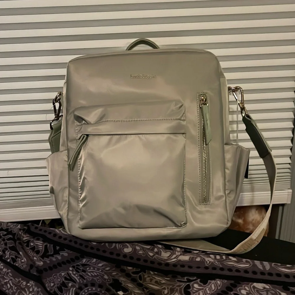 Haute Hippie Green On the Go Backpack Viral Decorative Beige Strap NWT